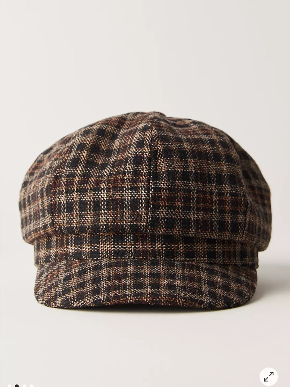 Free People Heritage Cadet Hat Brown Base NWT Plaid Newsboy Cap knit vintage
